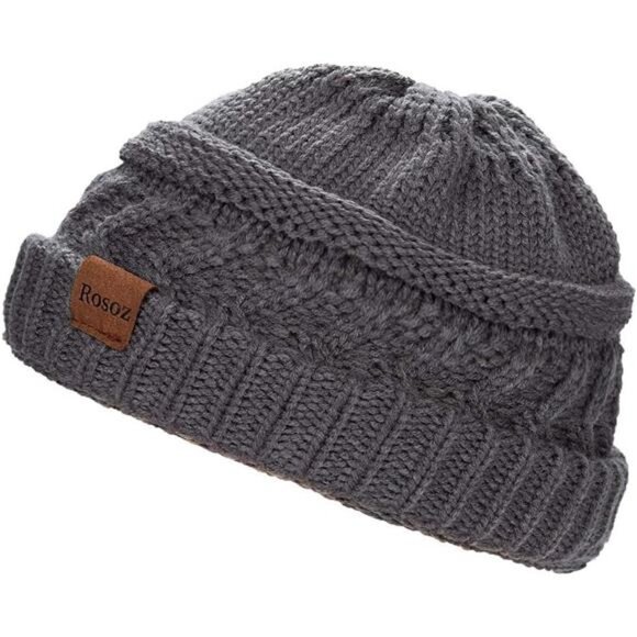 Rosoz 2 Pack Ponytail Beanie for Women,Winter Warm Beanie Tail Soft Stretch - Picture 2 of 7